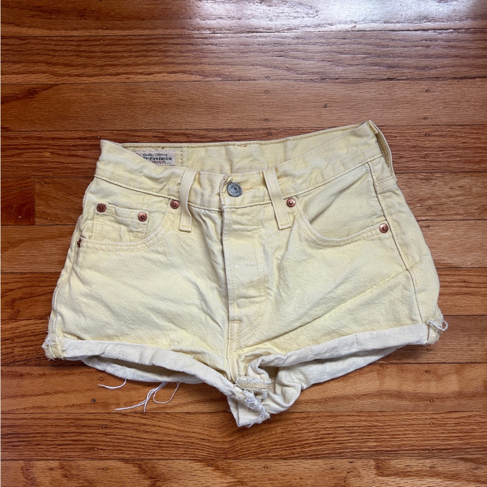Levi's Soft Yellow Denim Shorts